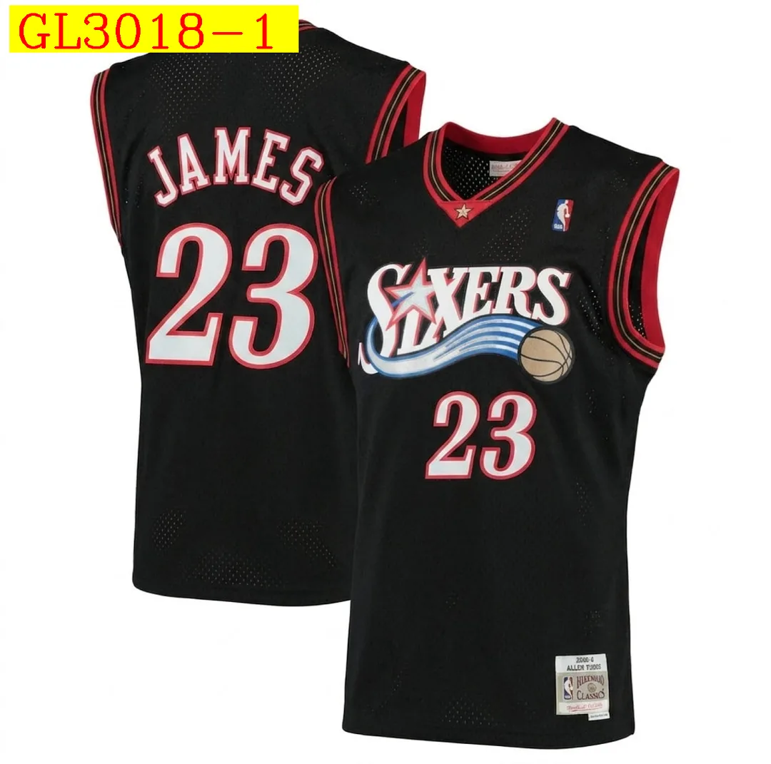 Mitchell Ness 76ers Iverson 3 Embroidered Basketball Jersey