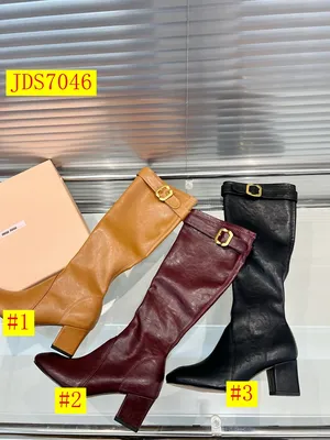 Miu Miu Buckle Decor Knee High Leather Boots
