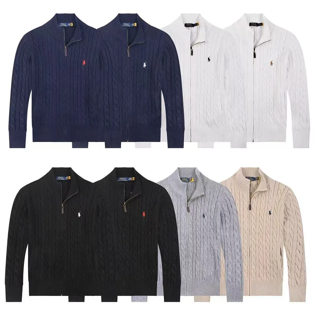 Polo Ralph Lauren Cable Knit Full Zip Stand Collar Sweater Cardigan