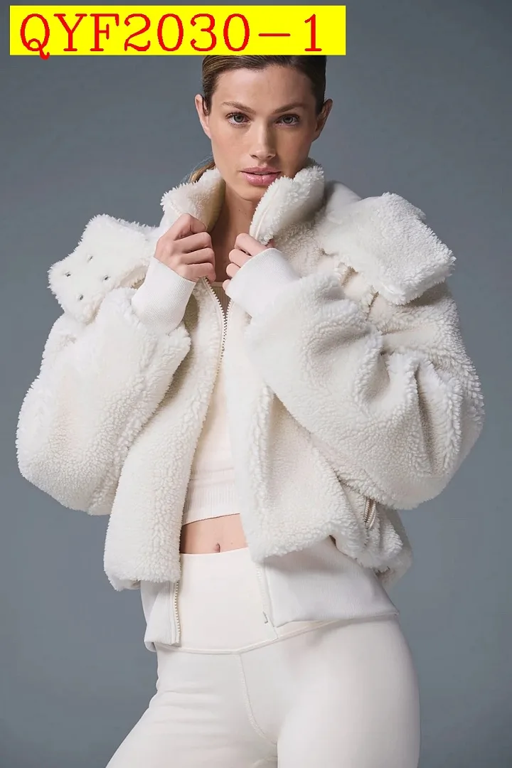 Alo Womens Faux Fur Detachable Hood Padded Jacket