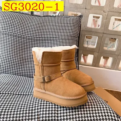 UGG Buckle Strap Fold Over Fur Platform Mid Snow Boots