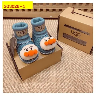 UGG Cartoon Doll Decor Knit Cuff Baby Booties Blue