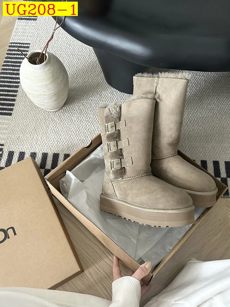 new_dh UGG Boot Platform three point five cm Leather Wool Si 35-40
