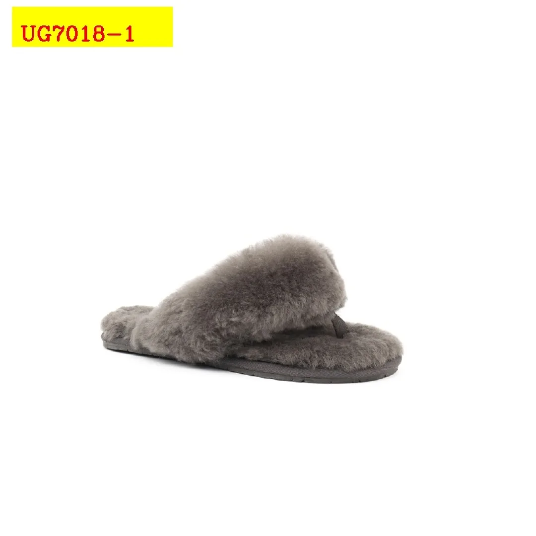 ugg Sheepskin Flip Flops Womens Fluffy Wool Fug Slippers Indoor Outdoor