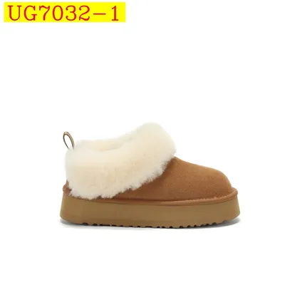 UGG Womens Platform Fur Trim Slip On Winter Slipper Boots