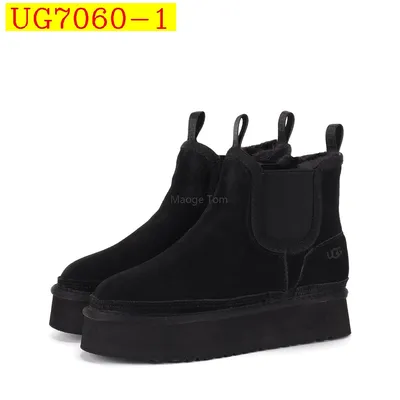 UGG Womens Platform Chelsea Elastic Slip On Fur Lined Ankle Boots