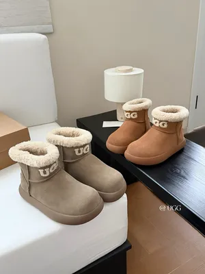 UGG Australian Potato Boot Embroidered Logo Shpskin Collar platform 3cm