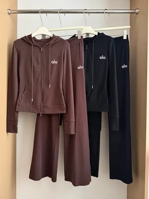 Alo Yoga 0609090135 Zip Hoodie Flared Pants Two Piece SetSize S-L