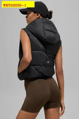 Alo Hooded Padded Vest Women Pearl Cotton Sleeveless Jacket