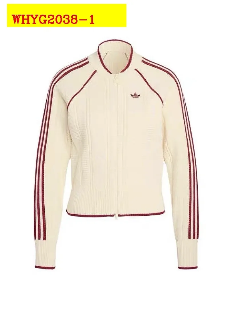 Adidas Trefoil Cable Knit Zip Up Cropped Jacket