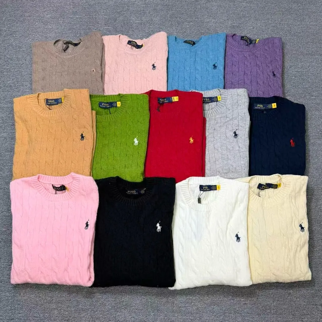 Ralph Lauren Cable Knit Crew Neck Pony Logo Sweater Style 523