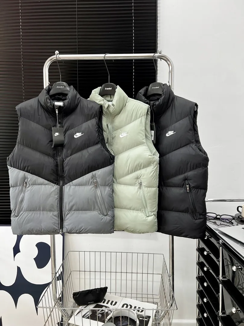 Nike Embroidered Cotton Vest Unisex Stand Collar Waistcoat