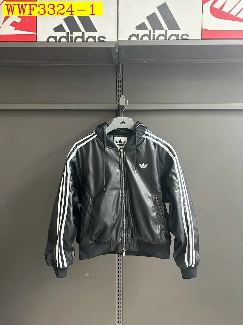 Adidas Originals Faux Leather Hooded Padded Jacket Women