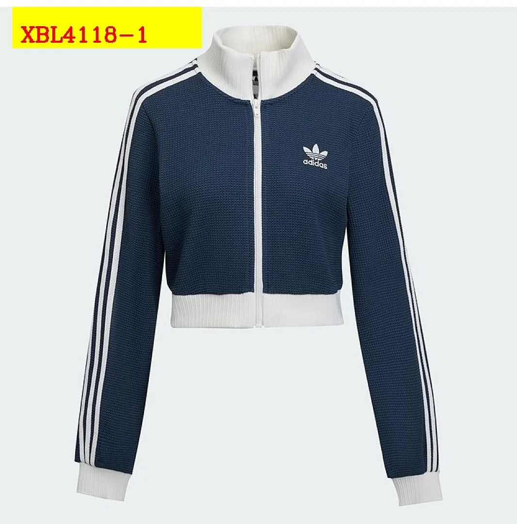 Adidas Trefoil Cropped Knit Zip Up Track Jacket