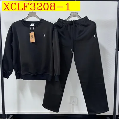 ON Fleece Casual Tracksuit Crew Sweatshirt Strt Sweatpants 2 Piece Set