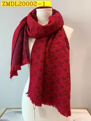 Louis Vuitton Monogram Pattern Wool Silk Reversible Tassel Scarf