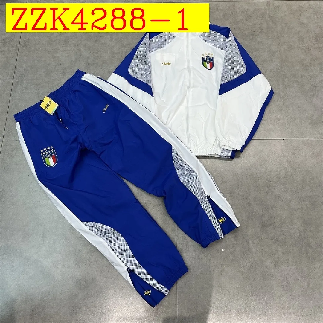 Corteiz Italy Colorblock Windbreaker Tracksuit Set Zip Jacket Pants